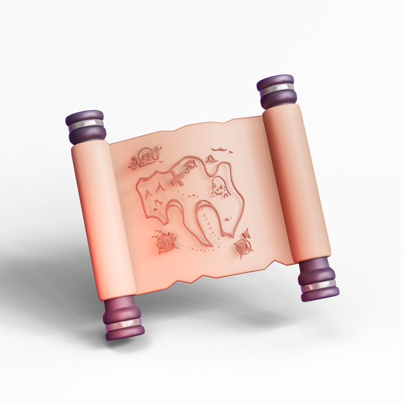 Treasure navigation map icon Isolated 3d render Illustration